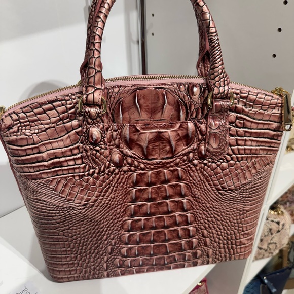 Brahmin Rose Croc-Embossed Satchel - Picture 2 of 3